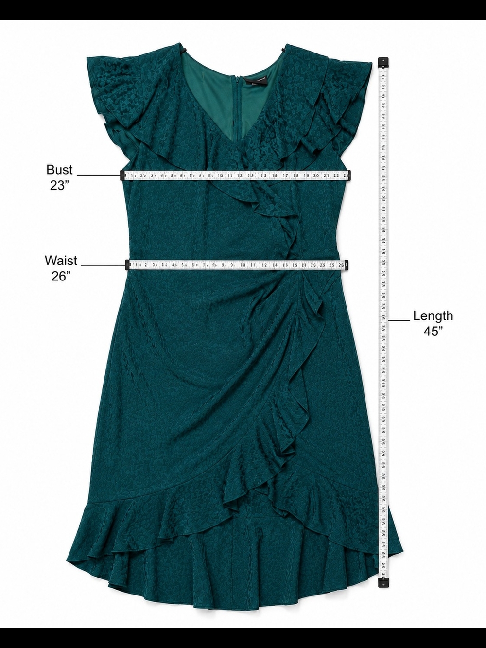 Lane Bryant Emerald Green Ruffle Wrap Midi Dress Plus Size 24 Homecoming Ready - Picture 9 of 9
